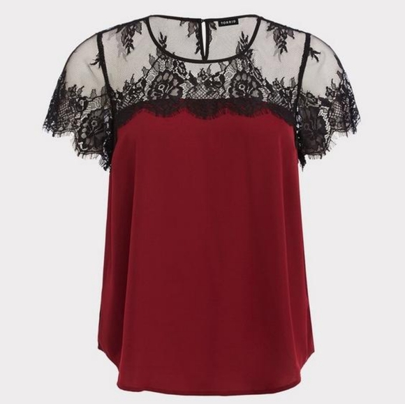 Satin with Lace Trim Blouse 3X NWT OBO - Picture 4 of 5